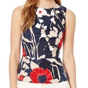 🌸 NWOT Trina Turk “Aviva” Floral Peplum Top | Size 8 | Made in USA